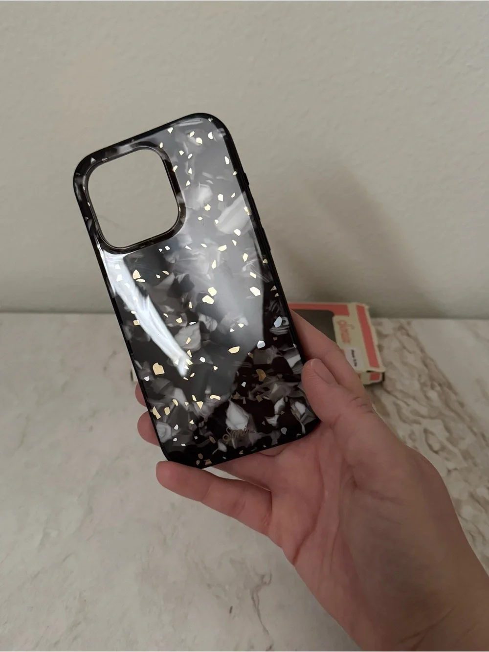 Sonix Black Tortoiseshell Phone Case with Gold Accents